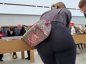 Impressive bubble butt bends over the desk Picture 7