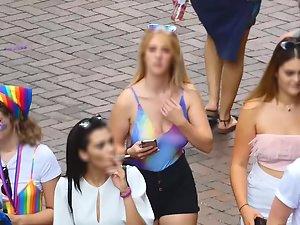 Big boobs and nipples in rainbow top Picture 6