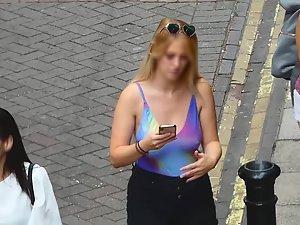 Big boobs and nipples in rainbow top Picture 7