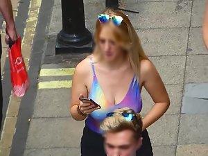 Big boobs and nipples in rainbow top Picture 8