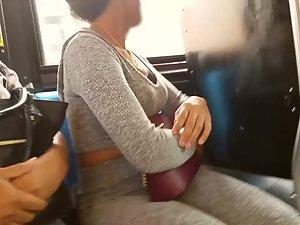 Bus voyeur checks out fine exotic girl