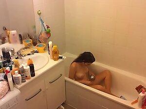 Spying on naked roommate washing herself Picture 7