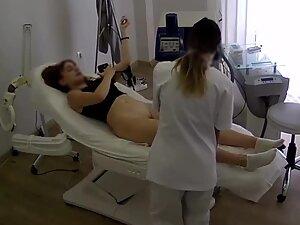 Spying on sexy redhead during hair removal