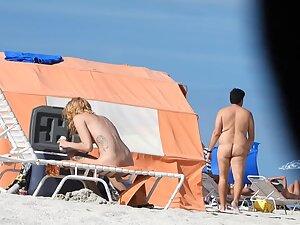 Voyeur can't stop looking at skinny nudist girl Picture 8