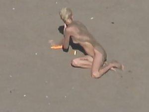 Dirty nudist girl on the beach Picture 5