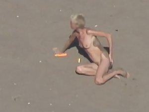 Dirty nudist girl on the beach Picture 6