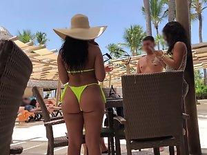 Hot bubble butt in a bar by the swimming pool Picture 8