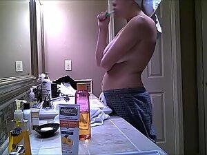 Spying on roommate's big boobs before and after shower Picture 5