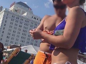 Visible cameltoe in white bikini Picture 7