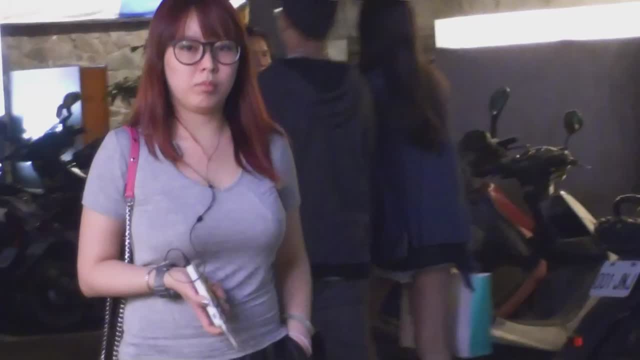 Nerdy asian girl with very big boobs