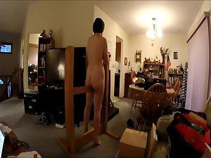 Naked milf spied as she exercises nude Picture 4