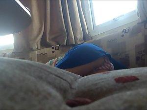 Teen girl lying down on a sofa Picture 3