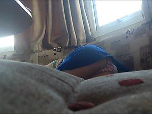 Teen girl lying down on a sofa Picture 5