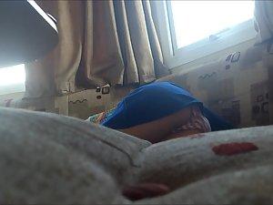 Teen girl lying down on a sofa Picture 6