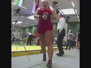 Sexy weightlifter girl during workout Picture 7