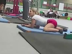 Sexy weightlifter girl during workout