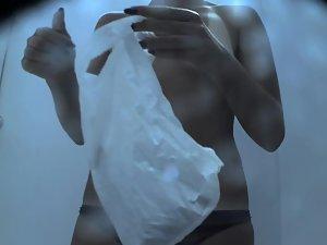 Pale hairy mound under her panties Picture 5