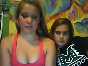Fun loving teens showing off on webcam