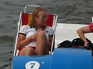 Peep under a chick's skirt on a pedaline