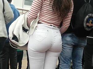 White pants filled to maximum capacity