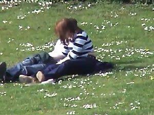 Teens masturbate each other in a park Picture 7