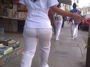 Hot nurse's thong seen through uniform Picture 1