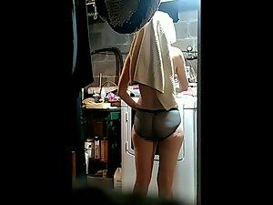 Peeping on her big ass in transparent panties Picture 3