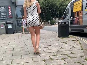 Slutty blonde shows signs of regret for wearing such dress Picture 1