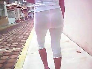 See through white pants make her a slut