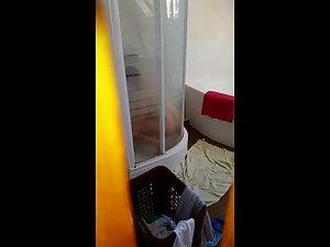 Son caught mother fingering pussy in the shower Picture 1