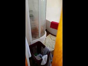 Son caught mother fingering pussy in the shower Picture 4