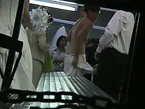 Peeping on the bride getting dressed