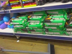 Store clerk bending over in front of me Picture 4