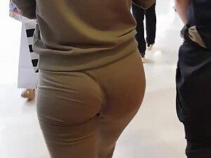 Spectacular moves of tight ass cheeks while she walks