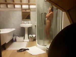 Peeping her naked in and out of shower Picture 1