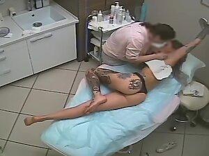 Tattooed vixen spied during hair removal treatment Picture 2