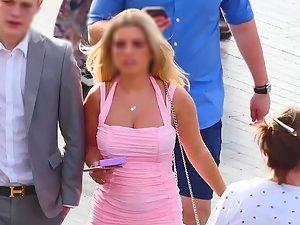 Shorty shows off big boobs in pink dress Picture 6