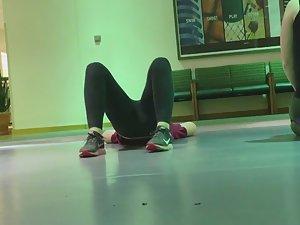 Teen girl stretches and touches herself Picture 1