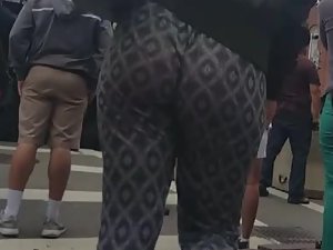 Butt cheeks clap with every step she makes
