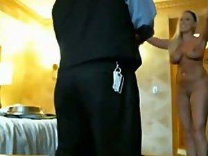 Sexy chick naked in front of room service Picture 1