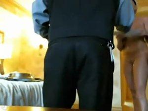 Sexy chick naked in front of room service Picture 7