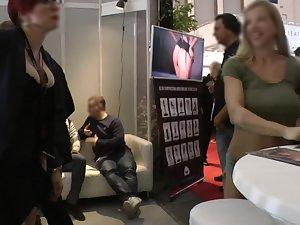 Pussy slip of a hostess at a sex convention Picture 5