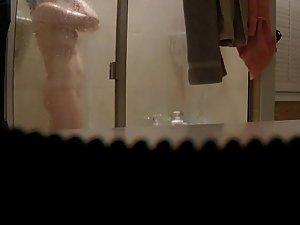 Spying her naked body and tramp stamp tattoo in shower Picture 3
