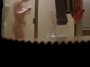 Spying her naked body and tramp stamp tattoo in shower Picture 7