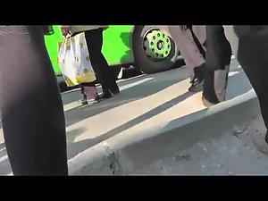 Torn pantyhose under a skirt Picture 5