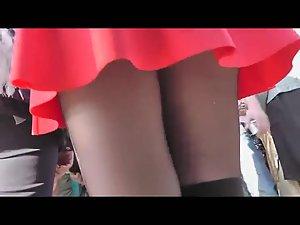 Torn pantyhose under a skirt Picture 6