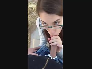 Schoolgirl gives friend a blowjob