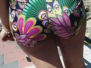 Peacock feather on sweet young ass