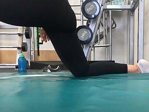 Tattooed asian girl is sexy while stretching Picture 1