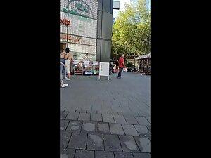 Shorty blonde got a phat ass in tight blue jeans Picture 3